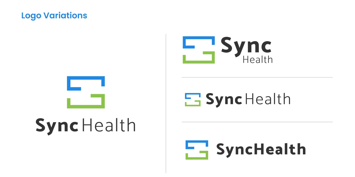 Sync Health logo variations