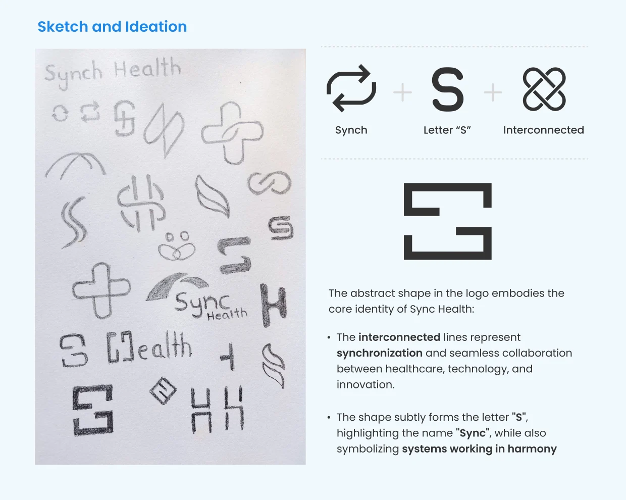 Sync Health logo sketch and ideation