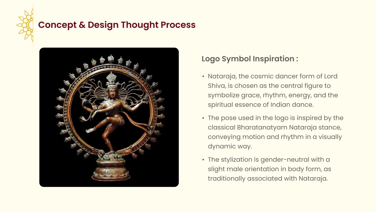 Varnam logo concept inspired by Nataraja