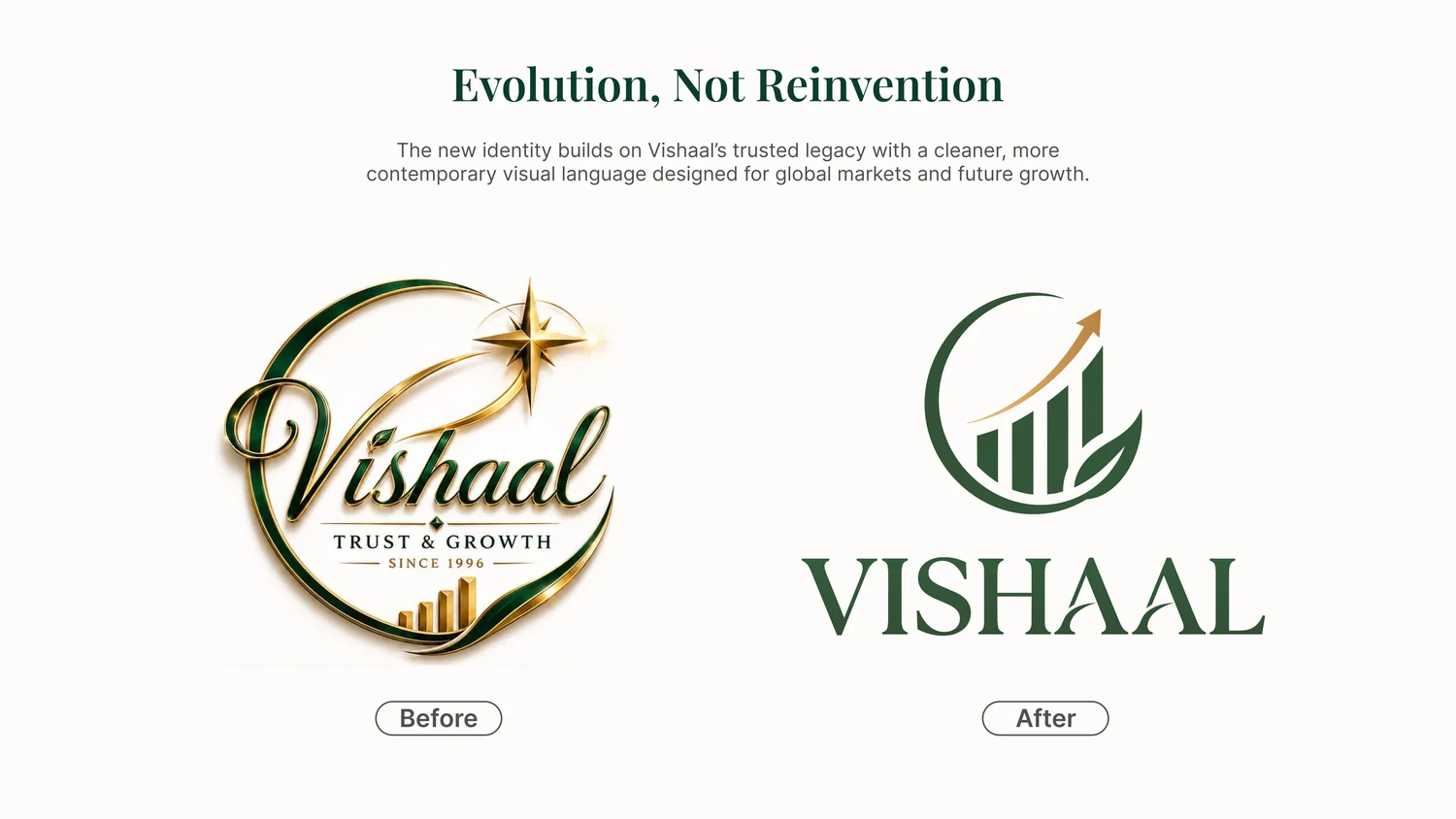 Vishaal logo before and after the rebrand